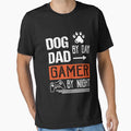 Mens Dog Dad By Day Gamer By Night Fathers Day Gamer Dad Premium by miriamee Unisex , , , Long Sleeve Tee