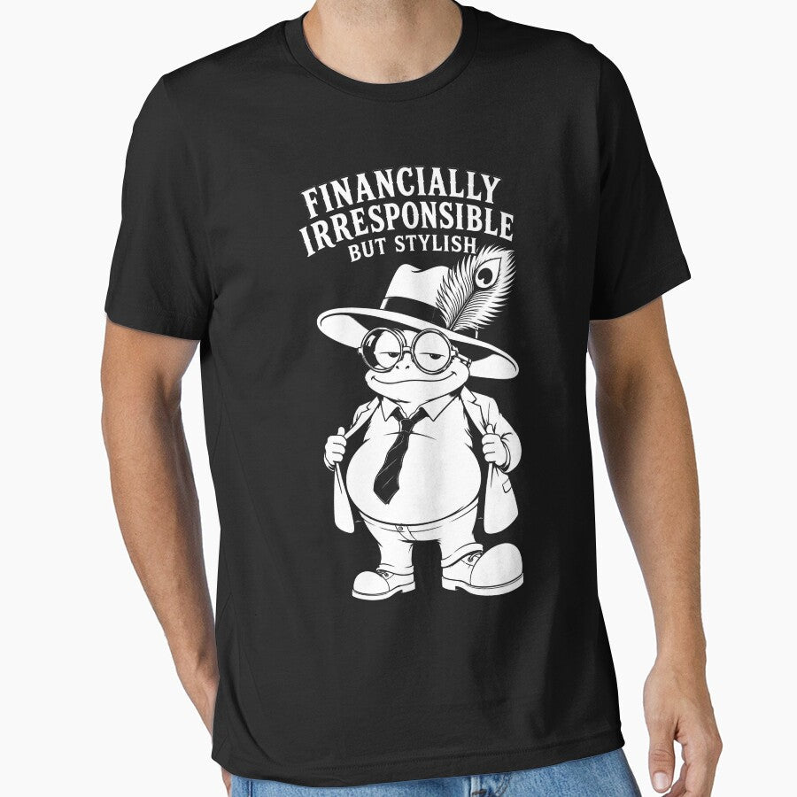 Financially Irresponsible But Stylish Frog by JustLaughCo Unisex , , , Long Sleeve Tee