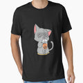 Bubble Tea Kawaii Boba Tea Japanese Lover Cat Kitten Anime Premium by mendozaq Unisex , , , Long Sleeve Tee