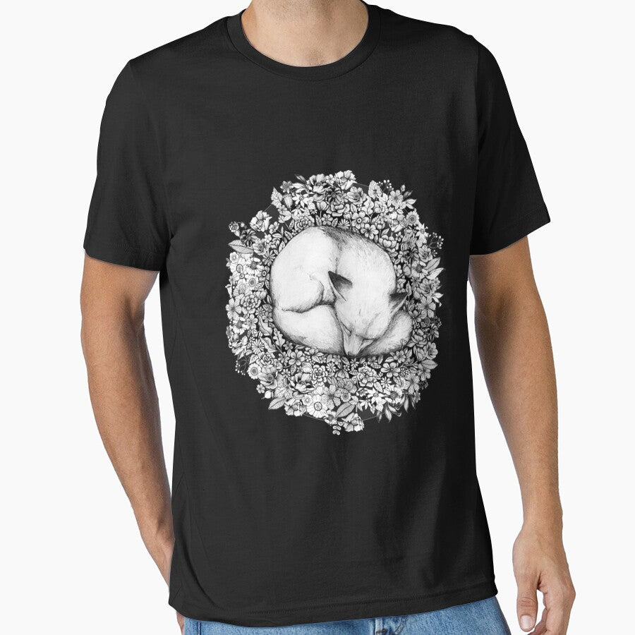 Fox Sleeping in Flowers Premium by Sarlene Unisex , , , Long Sleeve Tee