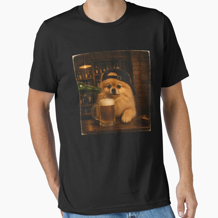 Pomeranian Drinking Beer by zoes-ink Unisex , , , Long Sleeve Tee