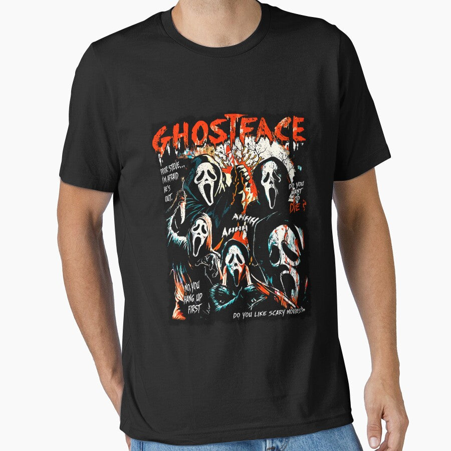 Ghostface Retro 90s Scream Movie Halloween by EstaGutmann Unisex , , , Long Sleeve Tee