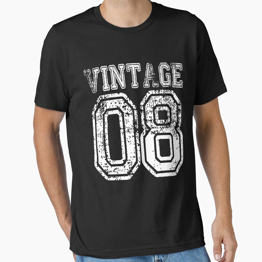 Vintage 08 2008 Birthday Gift Age Year Old Boy Girl Cute Funny Man Woman Jersey Style by arcadetoystore
