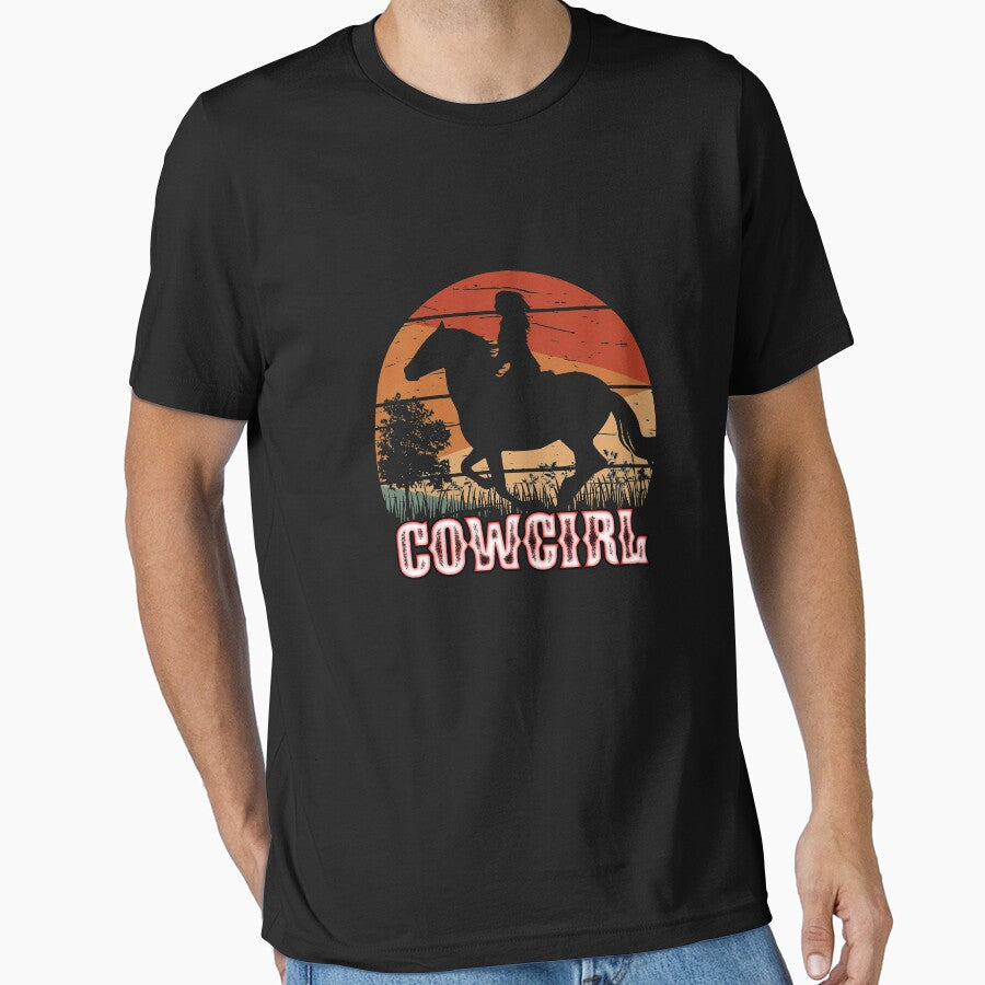 Cowgirl Girl Horse Riding Vintage Style Rodeo Texas Ranch Long Sleeve by sheliaconley Unisex , , , Long Sleeve Tee