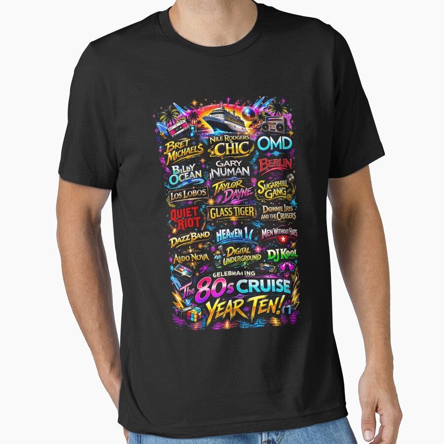 80s Cruise Year Ten Lineup Retro Synthwave Concert Tour by tessaaxx Unisex , , , Long Sleeve Tee