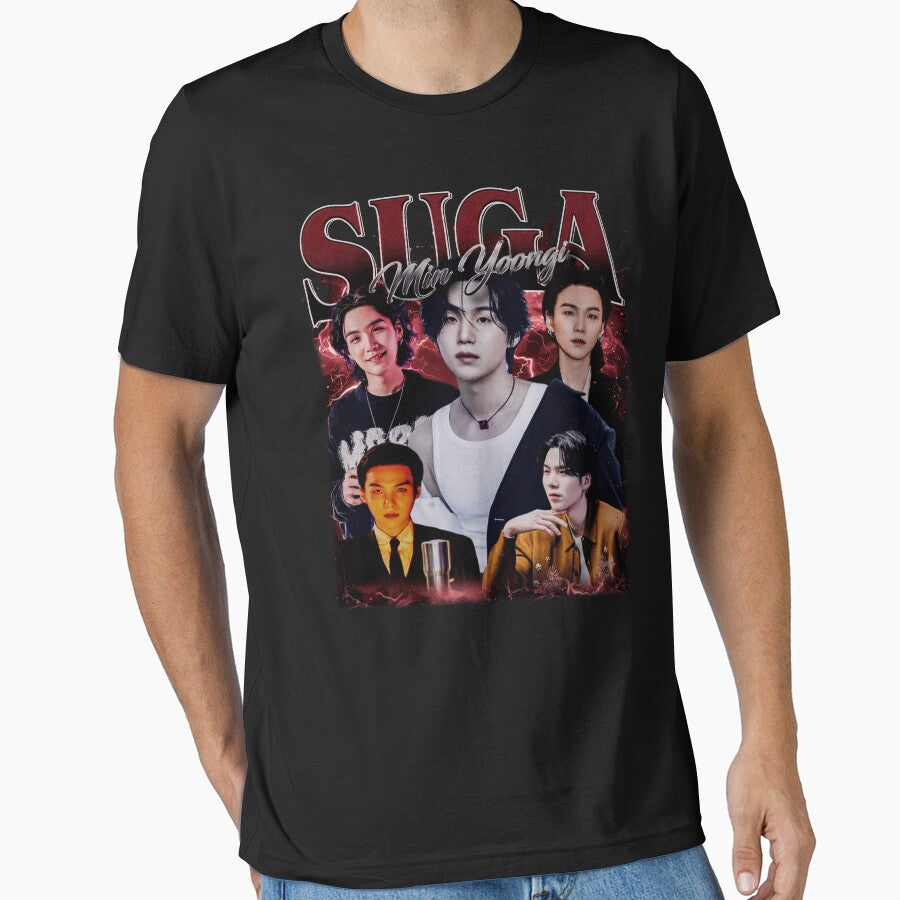 Suga BTS Min Yoongi Vintage Kpop Collage Art by jinajinawoodood