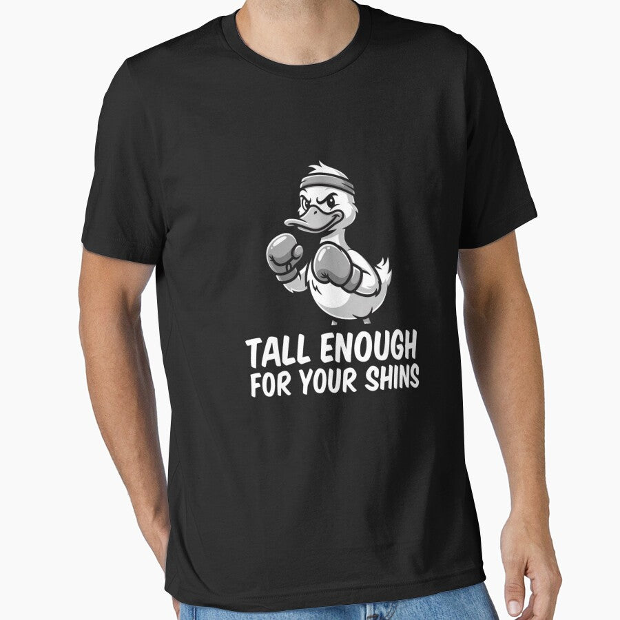 Tall Enough For Your Shins Funny Duck Boxer Sarcastic Animal Meme Streetwear Humor by bilal sibgui