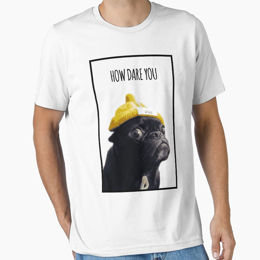 How Dare You Pug Cute and Funny by DeLaMarina Unisex , , , Long Sleeve Tee