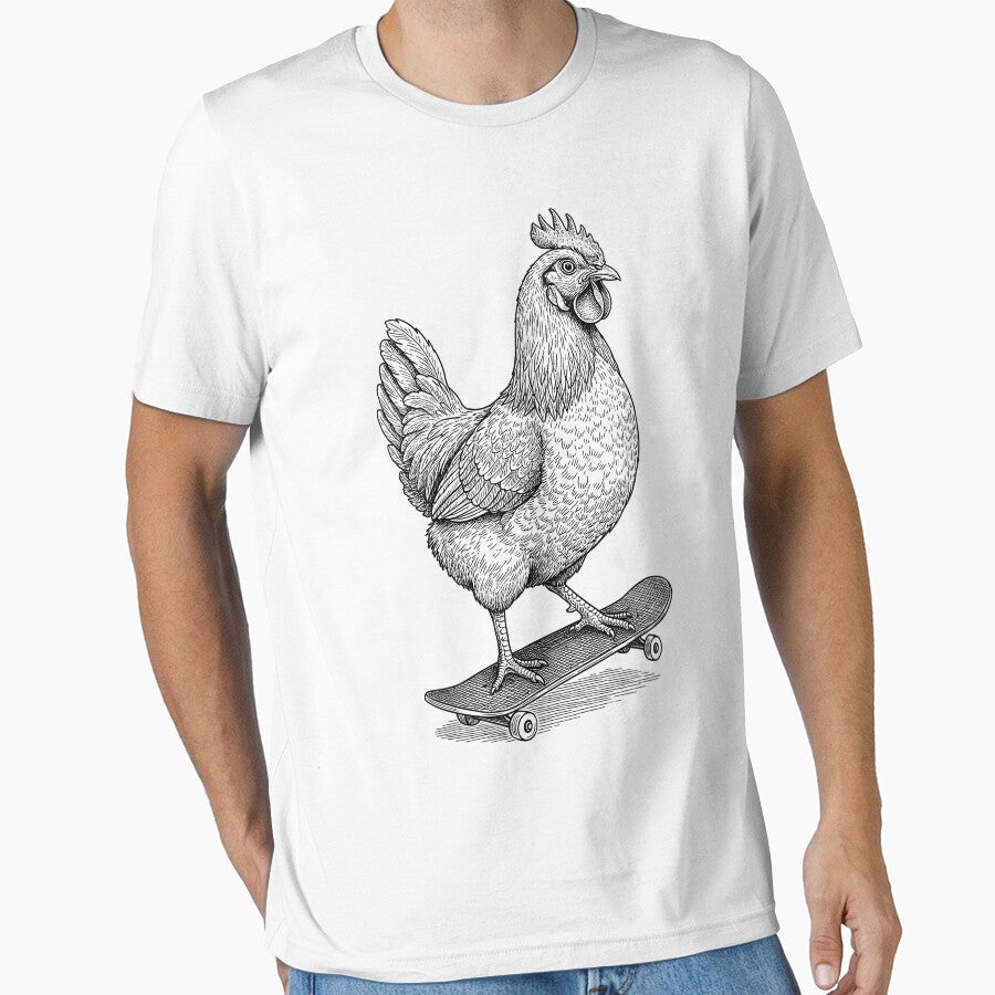 Skater Skateboarder Chicken Funny Animal Skateboarding by GrandeDuc Unisex , , , Long Sleeve Tee