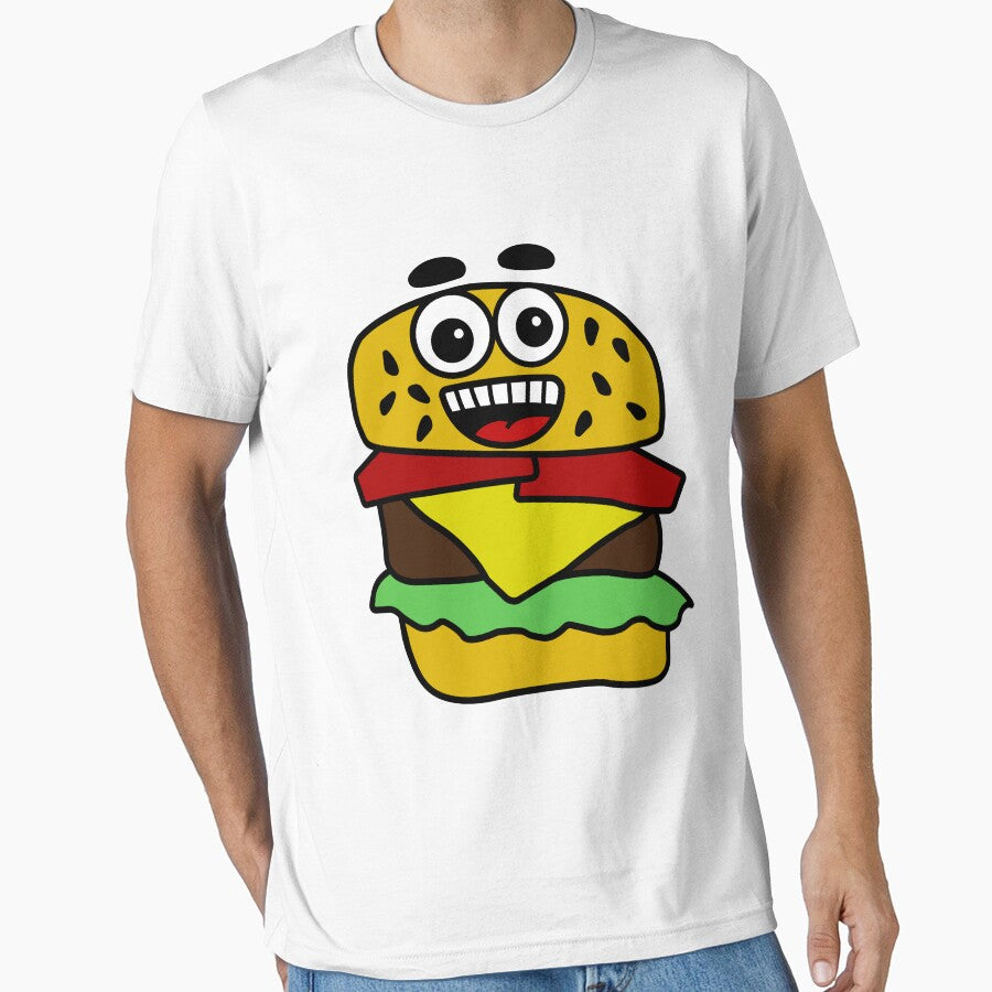 Cute Burger Smiling by RandjaDesign Unisex , , , Long Sleeve Tee