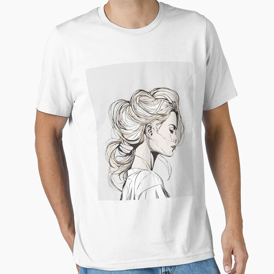 Monochrome Mastery: Abstract Portrait Line Art in Black & White - Rieka by BPMagic
