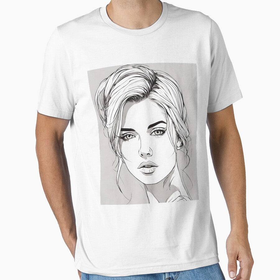 Monochrome Mastery: Abstract Portrait Line Art in Black & White - Taiga by BPMagic