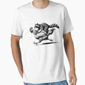 Funny Raccoon Riding Chicken Running Vintage by Kimberley King Art King Art Unisex , , , Long Sleeve Tee