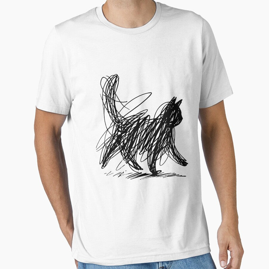 Scribble Cat Abstract Sketch Minimalist Cat Art by LucasGarrett