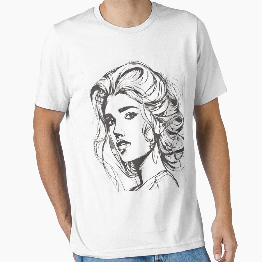 Monochrome Mastery: Abstract Portrait Line Art in Black & White - Nalia by BPMagic