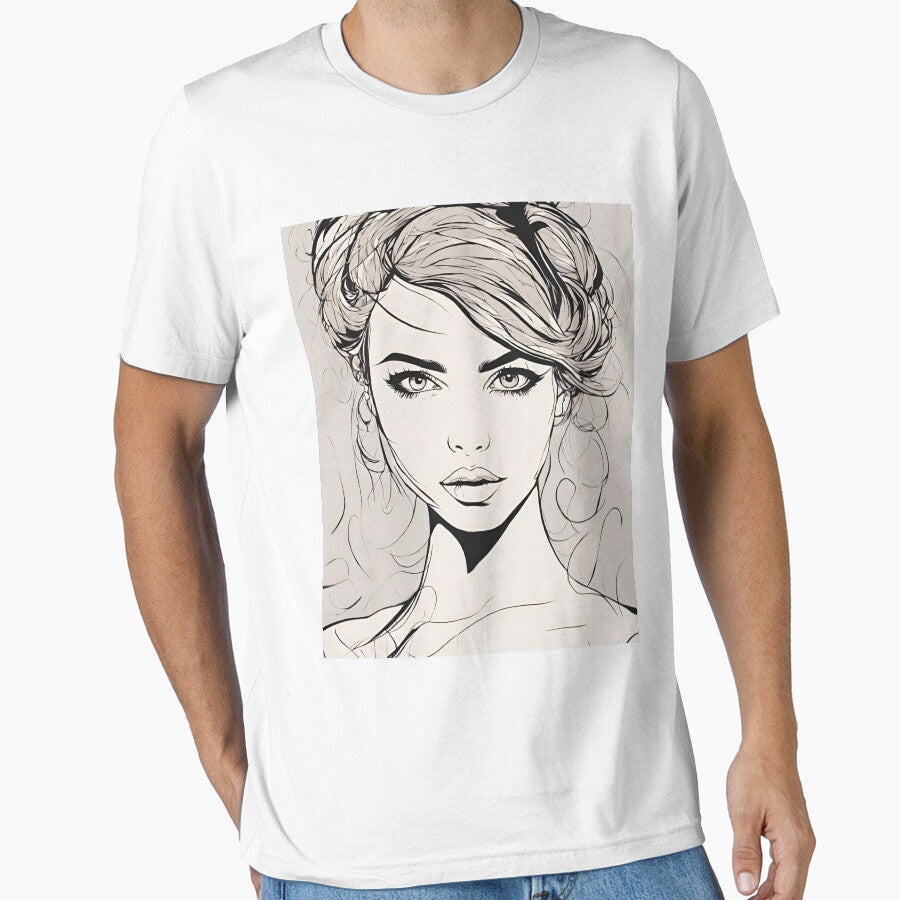 Monochrome Mastery: Abstract Portrait Line Art in Black & White - Walerie by BPMagic