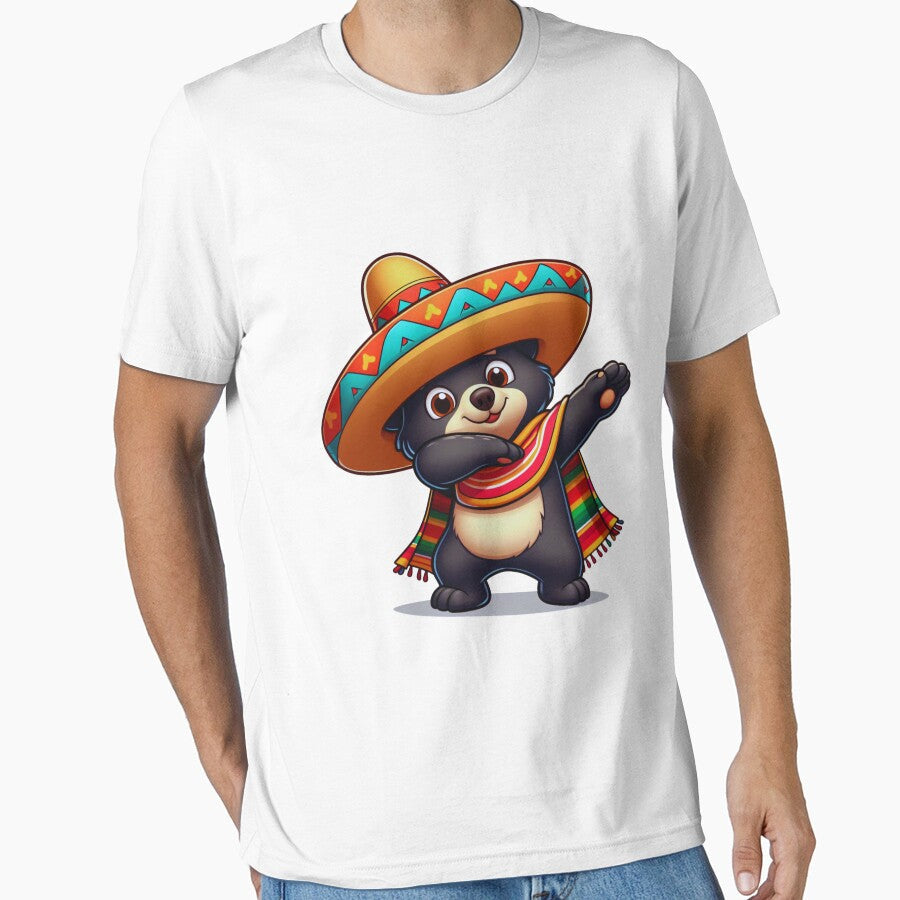 Mexican Black Bear Dabbing Mexican Poncho Cinco de Mayo Boys Men Dab by KAYDEE01212 ✨ Unisex , , , Long Sleeve Tee