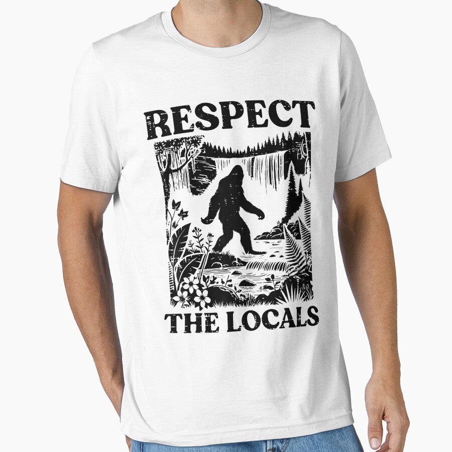 Bigfoot Respect Locals Vintage Sasquatch Park Women Men Kids by GreggRoss Unisex , , , Long Sleeve Tee