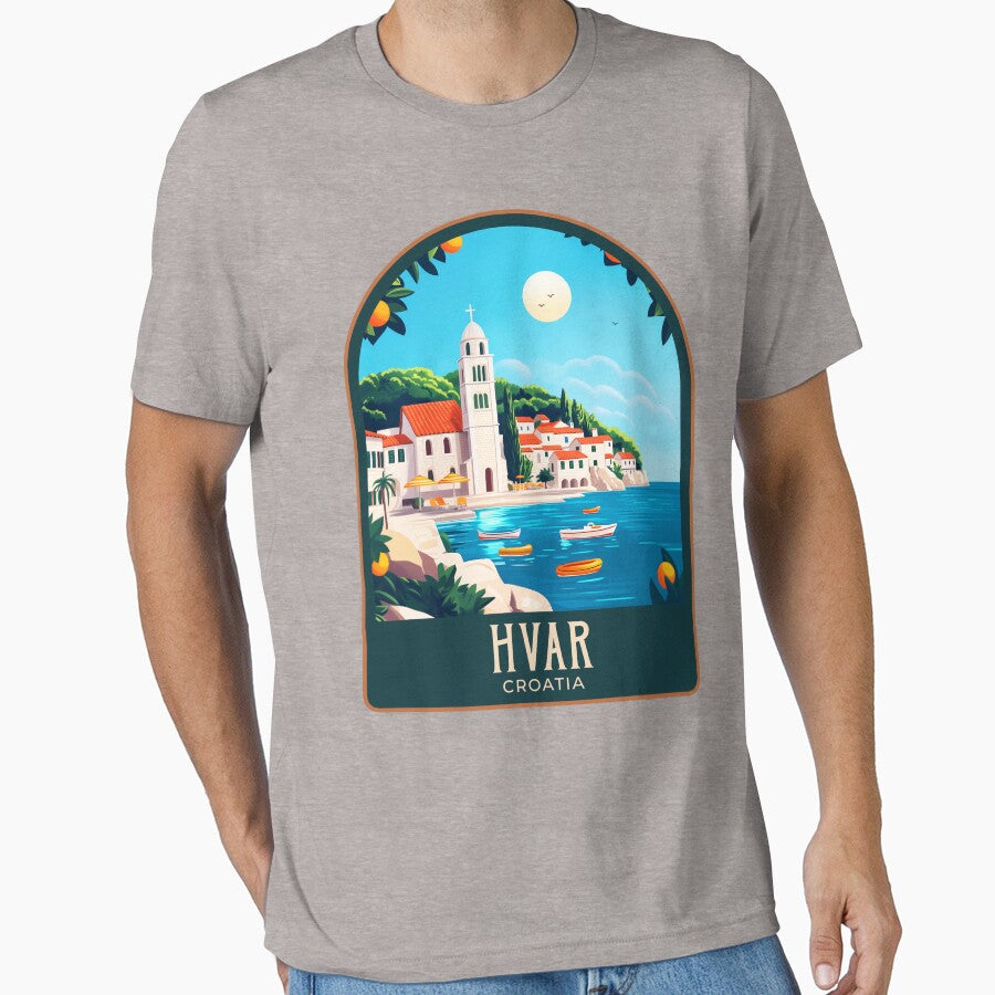Hvar Vintage Travel Illustration by HomeLivingCo