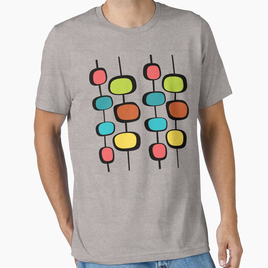 Mid Century Modern Ovals Geometric Shapes Pattern by Itaya Art