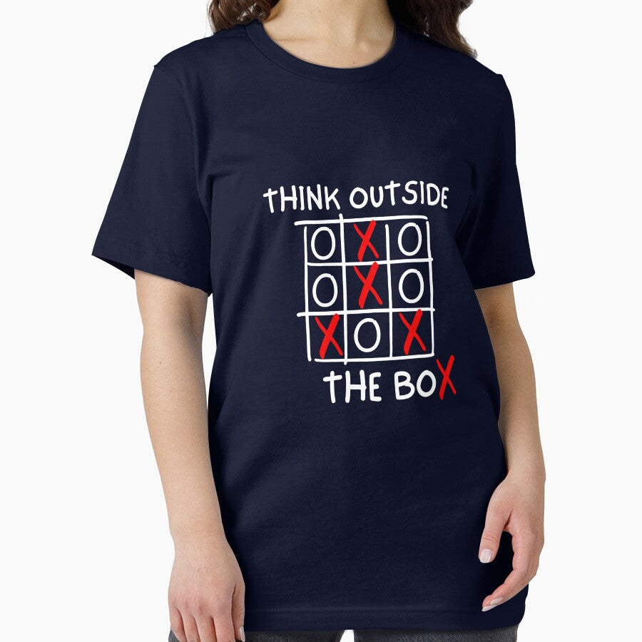 Think Outside the Box Tick Tac Toe (Light on Dark) by 0ffTh3Cuff Unisex , , , Long Sleeve Tee