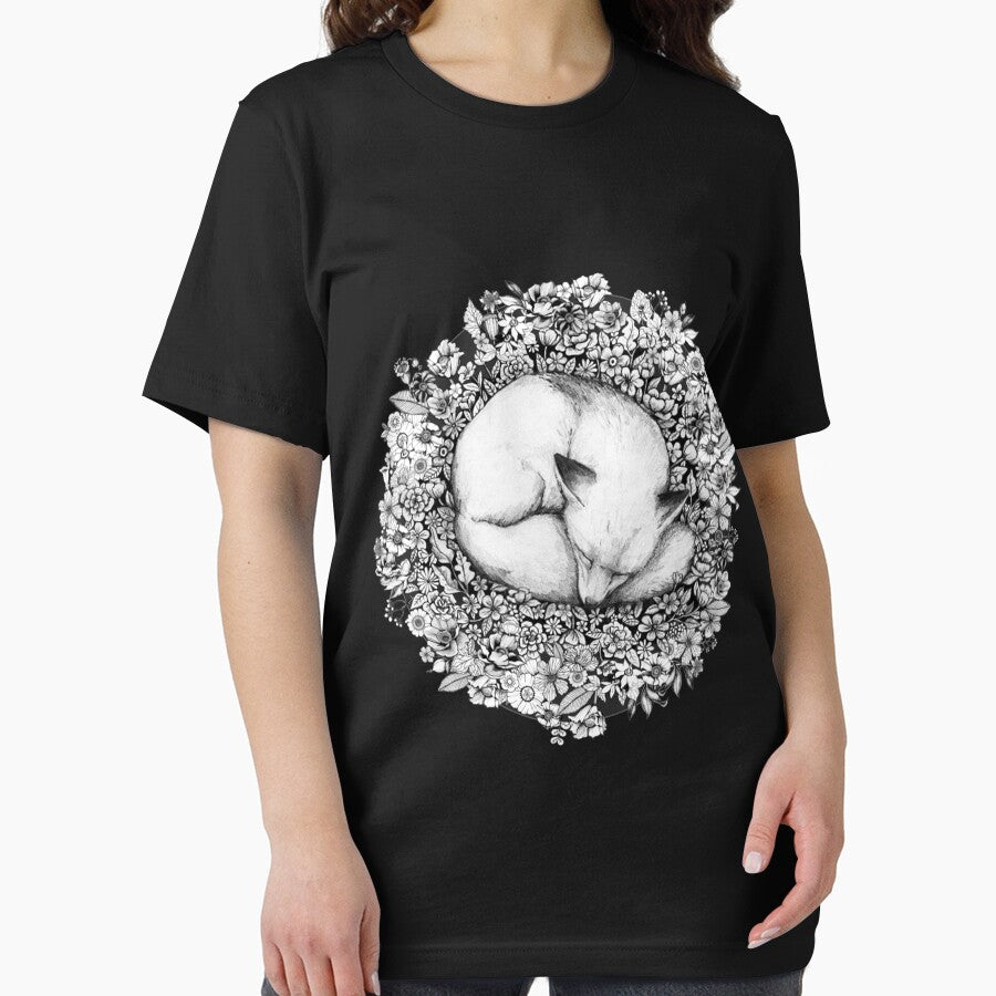 Fox Sleeping in Flowers Premium by Sarlene Unisex , , , Long Sleeve Tee