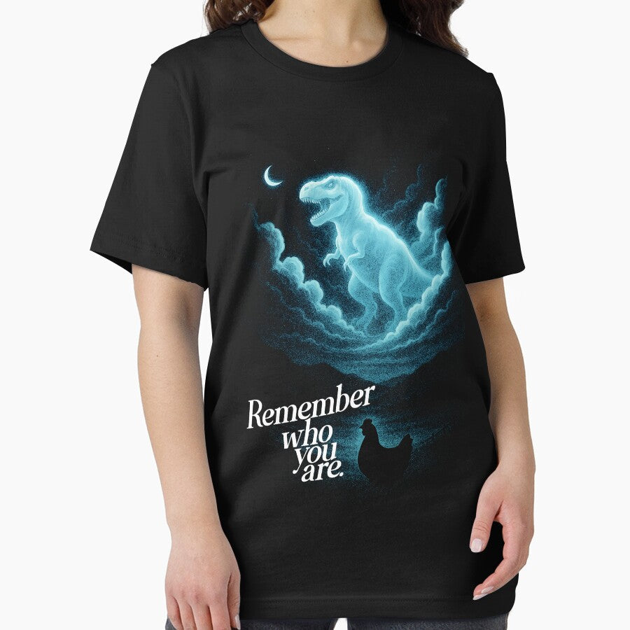 Chicken Dinosaur - Remember Who You Are Funny Evolution Joke Meme by CARBONARA LLC. Unisex , , , Long Sleeve Tee