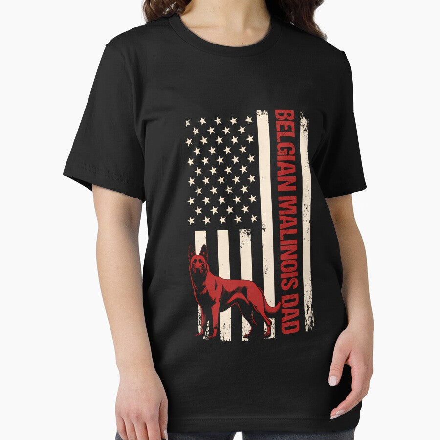 Belgian Malinois DAD Belgian Malinois Patriotic Long Sleeve by KristineLi Unisex , , , Long Sleeve Tee