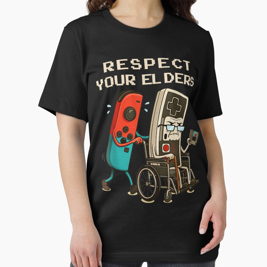 Respect Your Elders Retro Gamer Video Games Player by SeraXYZ Unisex , , , Long Sleeve Tee