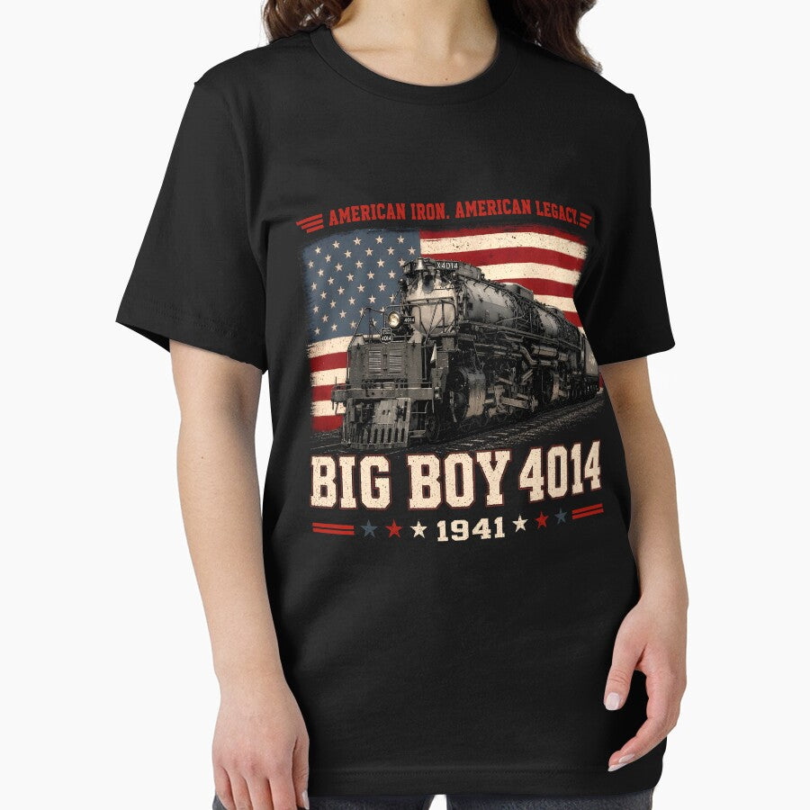 Big Boy 4014 1941 Steam Locomotive Railroad Train American Iron American Legacy USA Flag by najaks