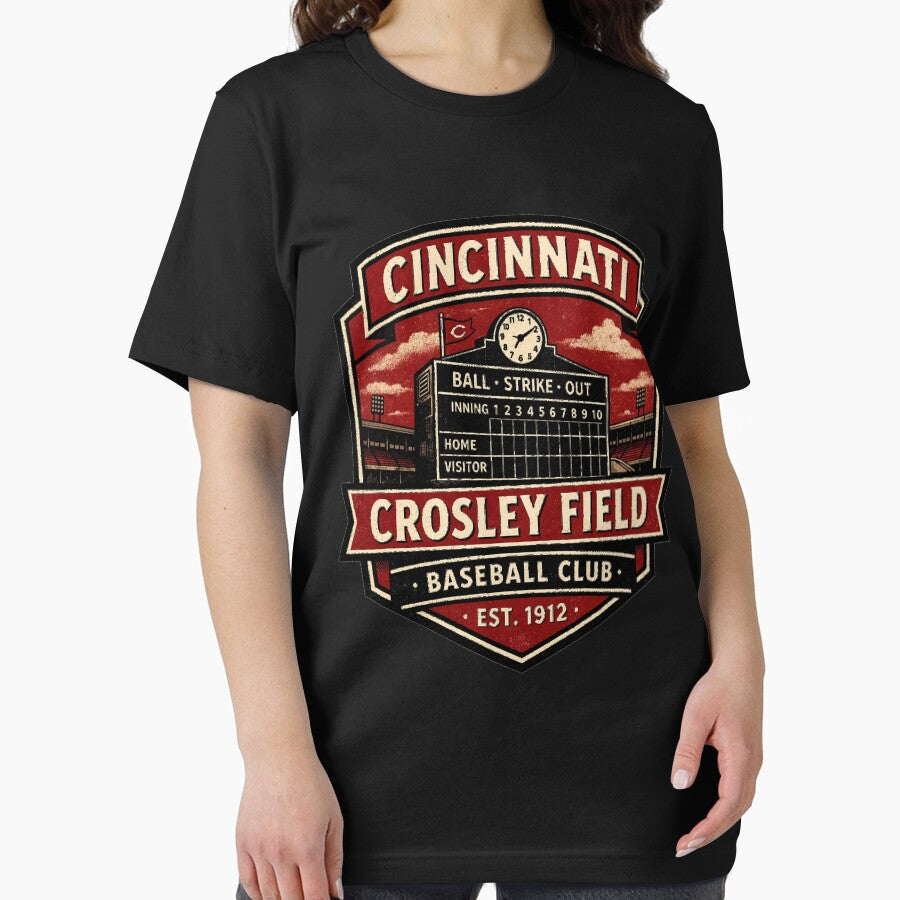Crosley Field Cincinnati Vintage Baseball Shirt, Retro Ballpark Badge, Old Stadium Tee by GhostDawgs