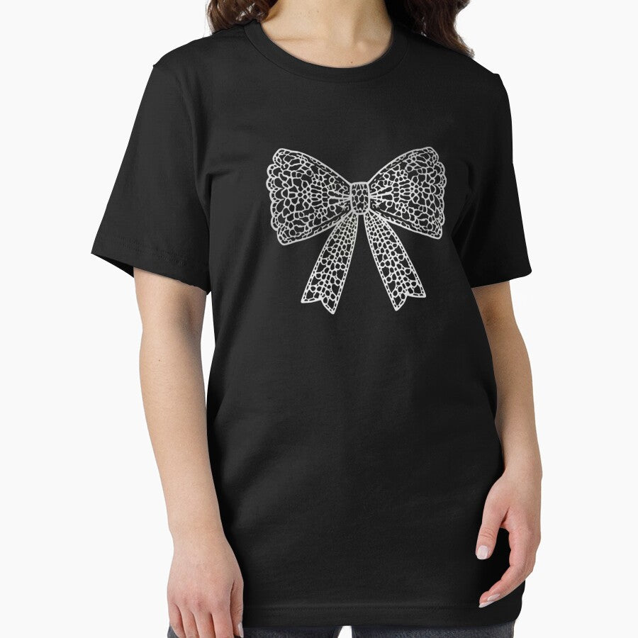 White floral lace bow by uunaa Unisex , , , Long Sleeve Tee