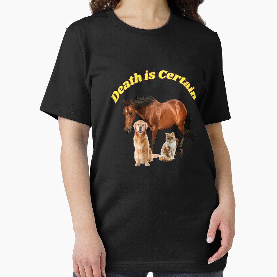 Death is Certain - Animal Crew Neck Sweater : Horse, Cat, and Dog Graphic Shirt, Animal Tee, Gen Z Pinterest sweater, shirt gift for him by brodythiele