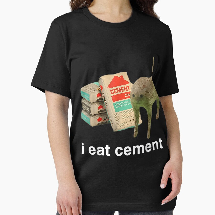I Eat Cement Cursed Cat Funny Oddly Specific Meme by TobieHatfield Unisex , , , Long Sleeve Tee