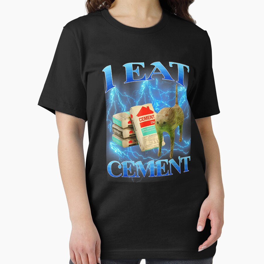I Eat Cement Funny Internet Meme Absurdist Humor Quote by SanTiOmal Unisex , , , Long Sleeve Tee
