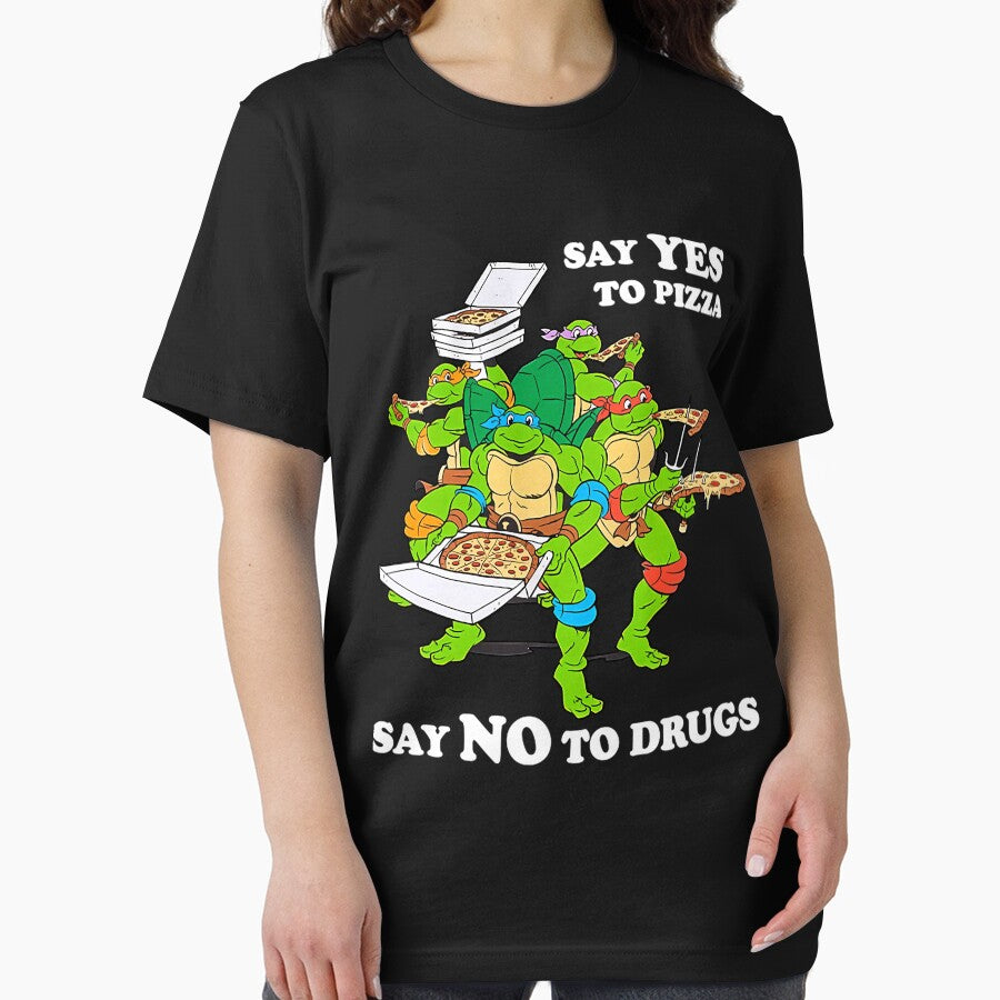 Retro Love Ninja Turtles Cartoon Say Yes To Pizza Say No To Drugs by CierPolk