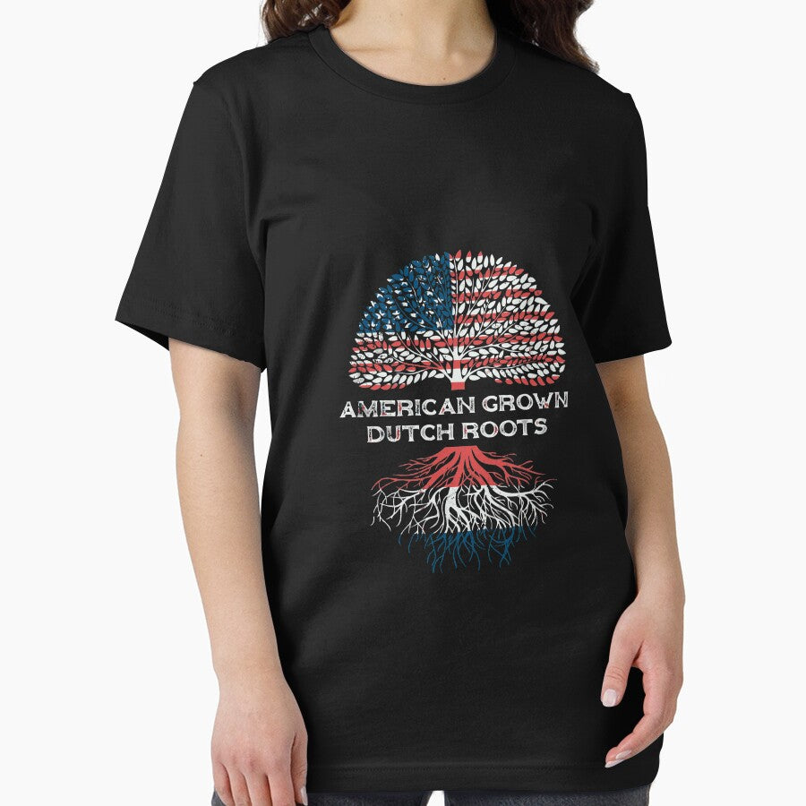 American Grown Dutch Roots Long Sleeve Us Flag Men Women by oltonomer8 Unisex , , , Long Sleeve Tee