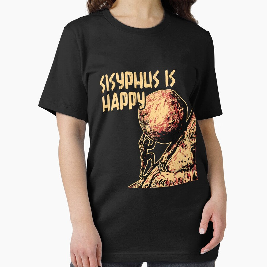 Sisyphus Is Happy Funny Greek Myth Meme Philosophy Philosopher by Dressed For Duty Unisex , , , Long Sleeve Tee