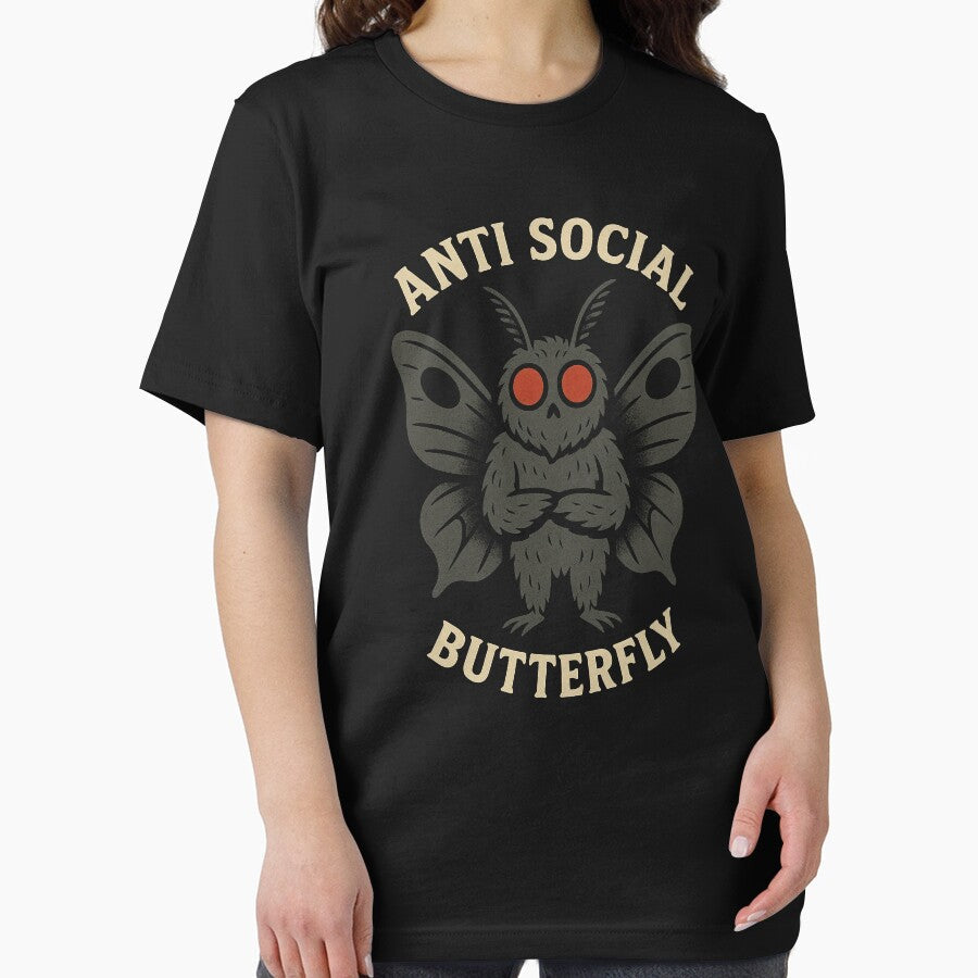 Anti Social Butterfly | Funny Mothman Cryptid Parody by Shirt-Face Unisex , , , Long Sleeve Tee