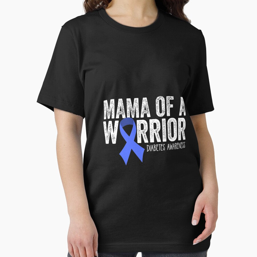 Mama of a Warrior T1D Mom Diabetic Blue Ribbon Support Gift Long Sleeve by oldsbyisai