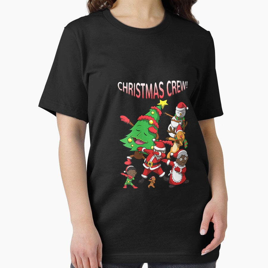 Womens Black Santa Claus Shirt African American Christmas Crew Tee V-Neck by BehmeJenell