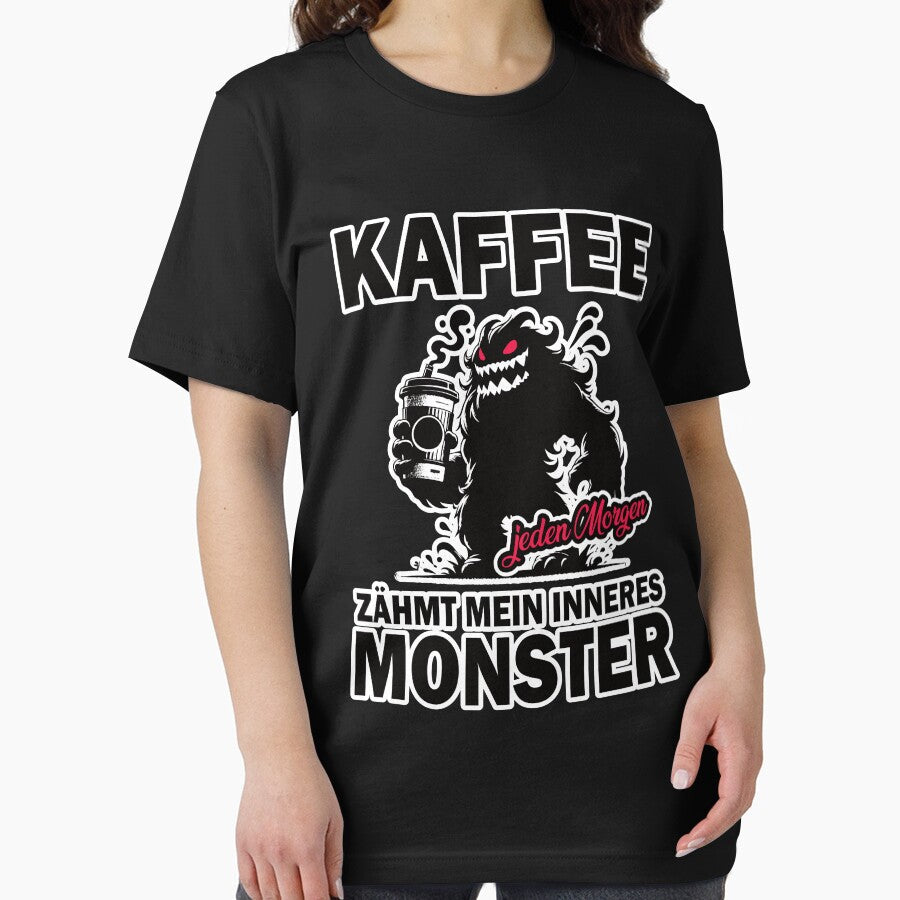 Coffee tames my inner monster by RetroMaritalArt Unisex , , , Long Sleeve Tee