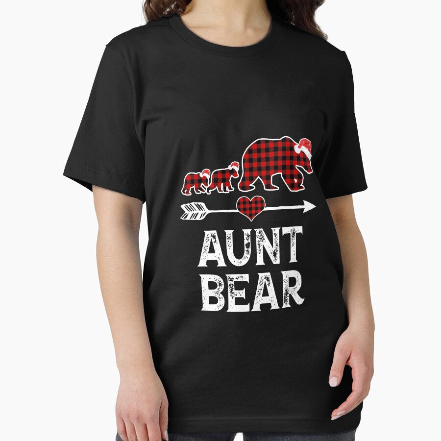 Aunt Bear Christmas Pajama Red Plaid Buffalo Family Gift Long Sleeve by hinettiker