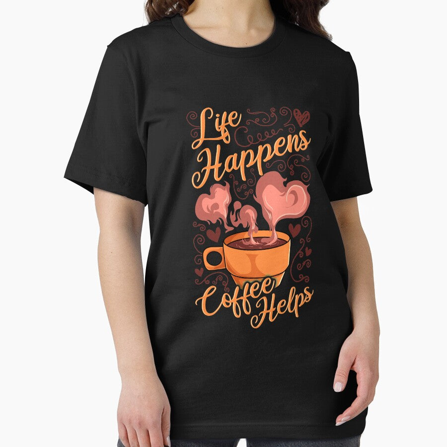 Funny Life Happens Coffee Helps Caffeine Addict by perfectpresents Unisex , , , Long Sleeve Tee