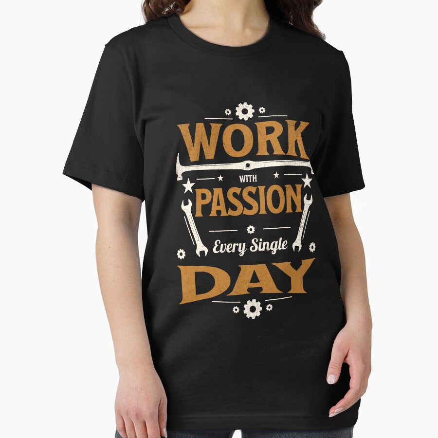 Work with Passion Every Day Motivational Design by pkk72 Unisex , , , Long Sleeve Tee