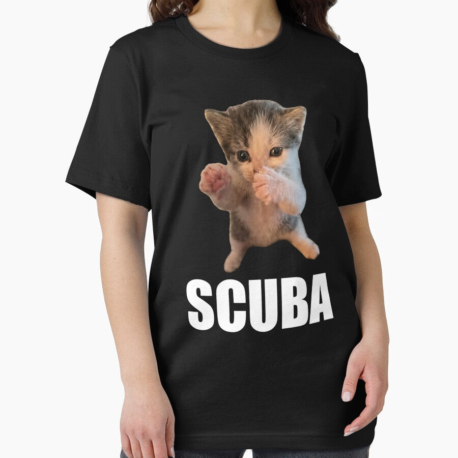 Cute Scuba Dancing Meme Cat Funny Scuba Meme by Starry Night Creative Art Unisex , , , Long Sleeve Tee