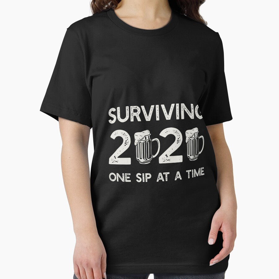 Surviving 2020 One Sip At A Time Beer Shirt Funny Quarantine Long Sleeve by telegaevel