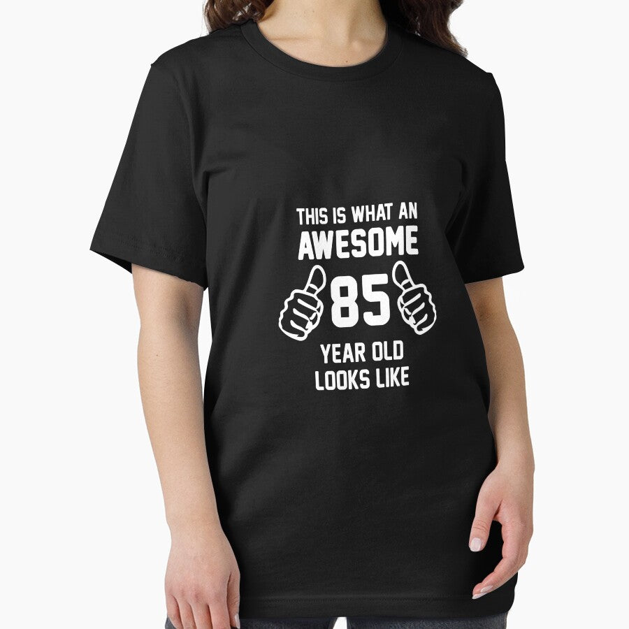 Awesome 85 Year Old Shirt 85th Birthday Great Gift for Grandparent Short-Sleeve Jersey Tee by Panda Branda
