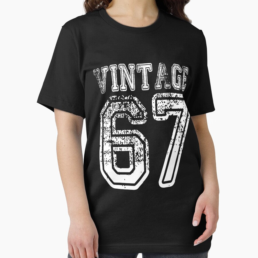 Vintage 67 2067 1967 Birthday Gift Age Year Old Boy Girl Cute Funny Man Woman Jersey Style by arcadetoystore