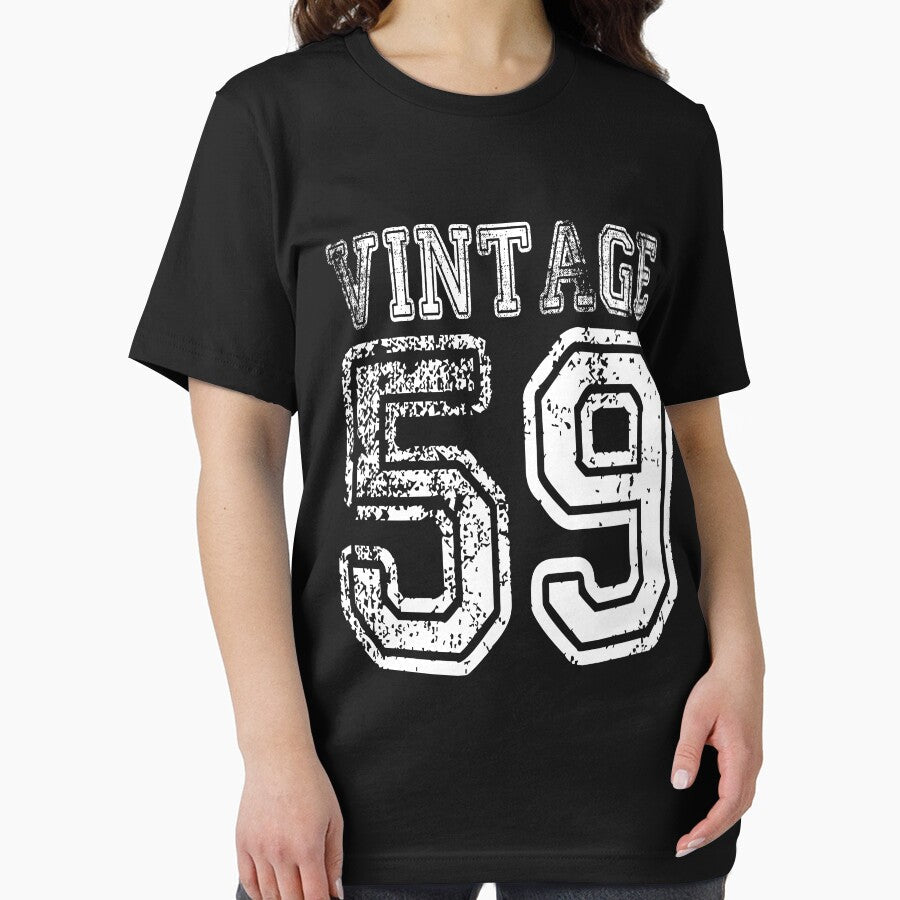 Vintage 59 2059 1959 Birthday Gift Age Year Old Boy Girl Cute Funny Man Woman Jersey Style by arcadetoystore